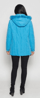 Womens Long Padded Hooded Blue Jacket db3400